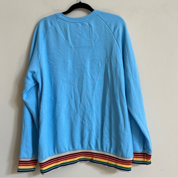 Aviator Nation Rainbow Rib Crew Sweatshirt Sky - Picture 5 of 5